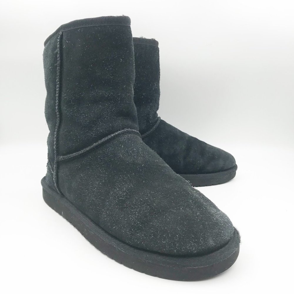 KOOLABURRA Ugg Classic Short Black Suede Fur Lined Y2K Boots Womens 8